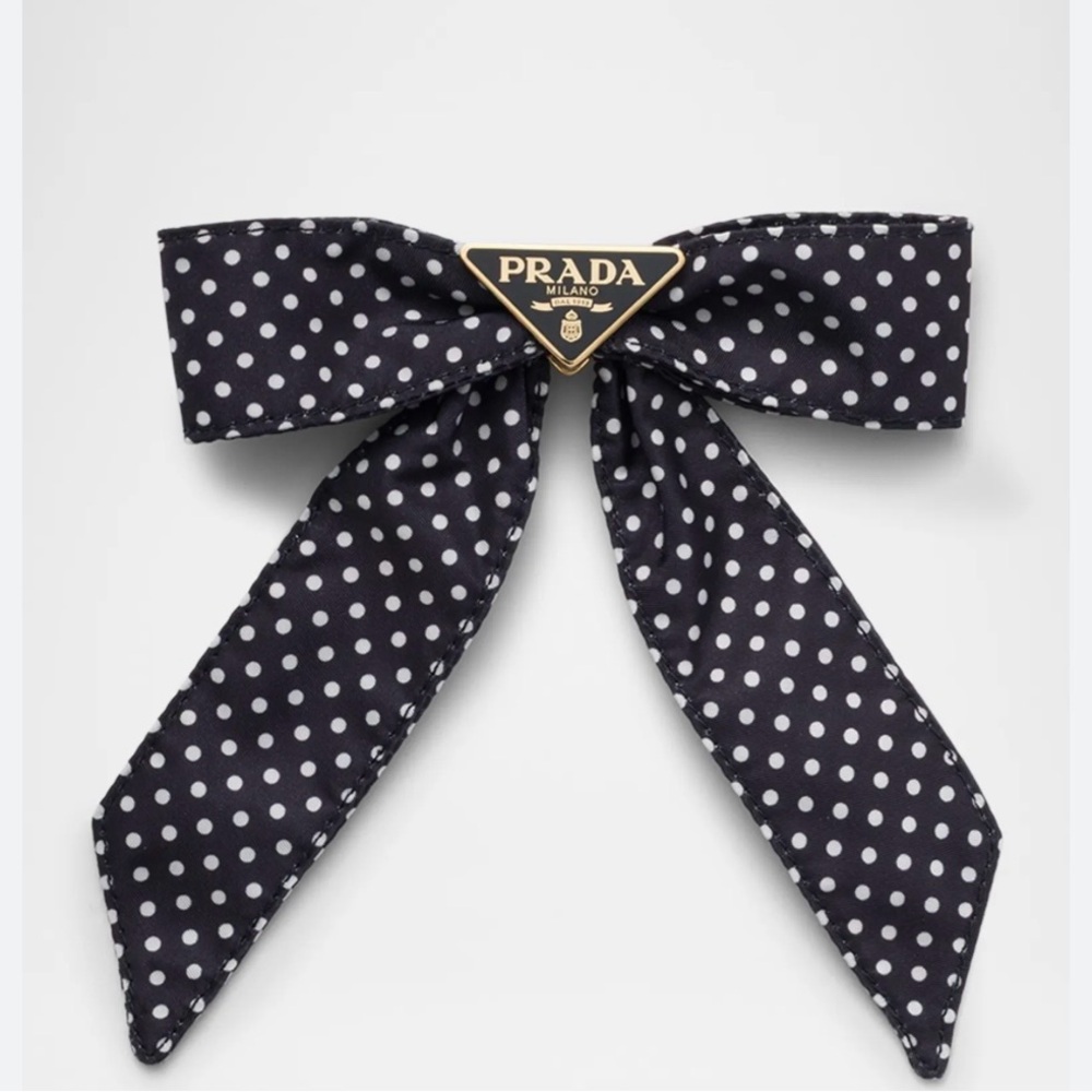 PRADA Black Polka Dot Bow Brooch